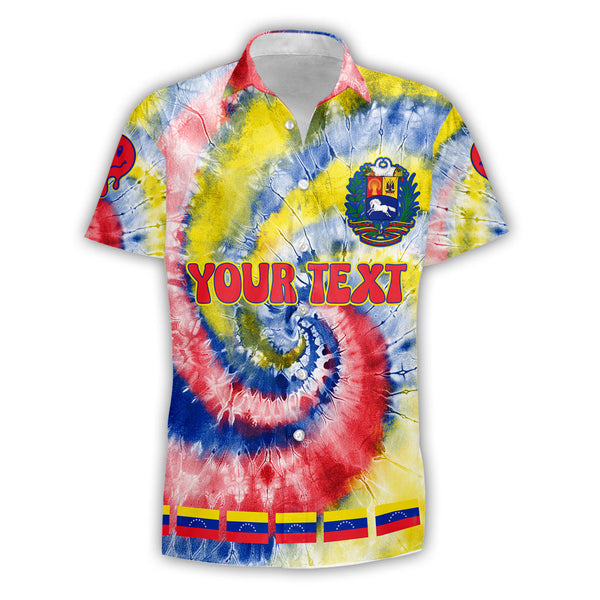 Venezuela Short Sleeve Shirt Custom Tie Dye Style 1