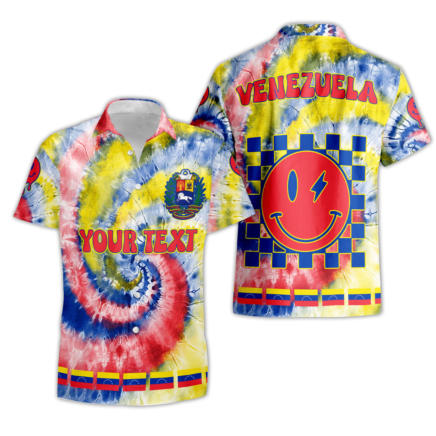 Venezuela Short Sleeve Shirt Custom Tie Dye Style 3