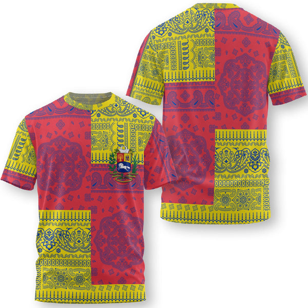 Venezuela T Shirt Flag And Paisley Basic Style 1