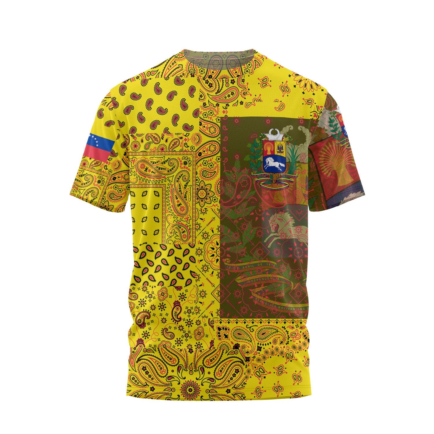 Venezuela T Shirt Paisley Flag And Skull Style 1