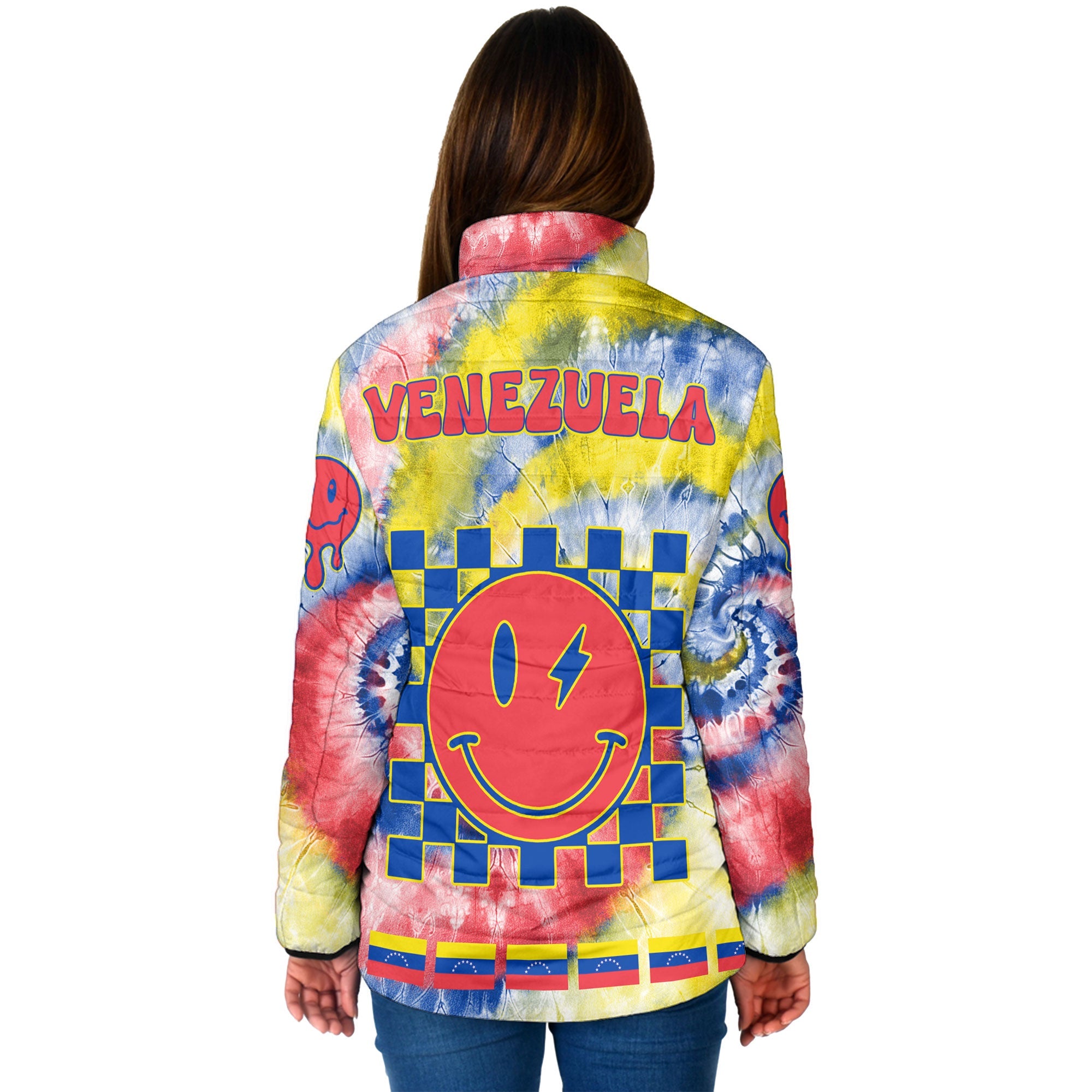 Venezuela Women Padded Jacket Custom Tie Dye Style 2