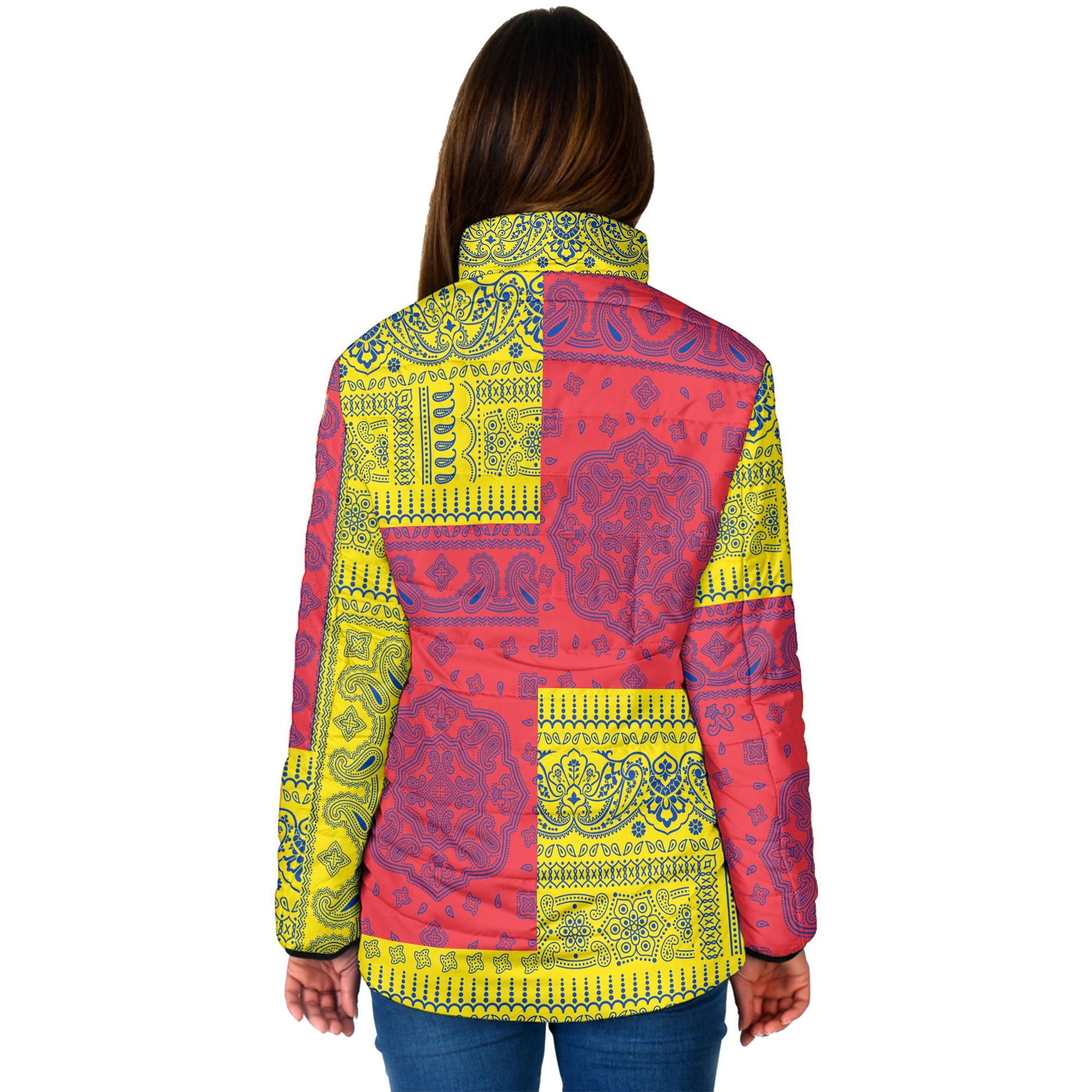 Venezuela Women Padded Jacket Flag And Paisley Basic Style 2