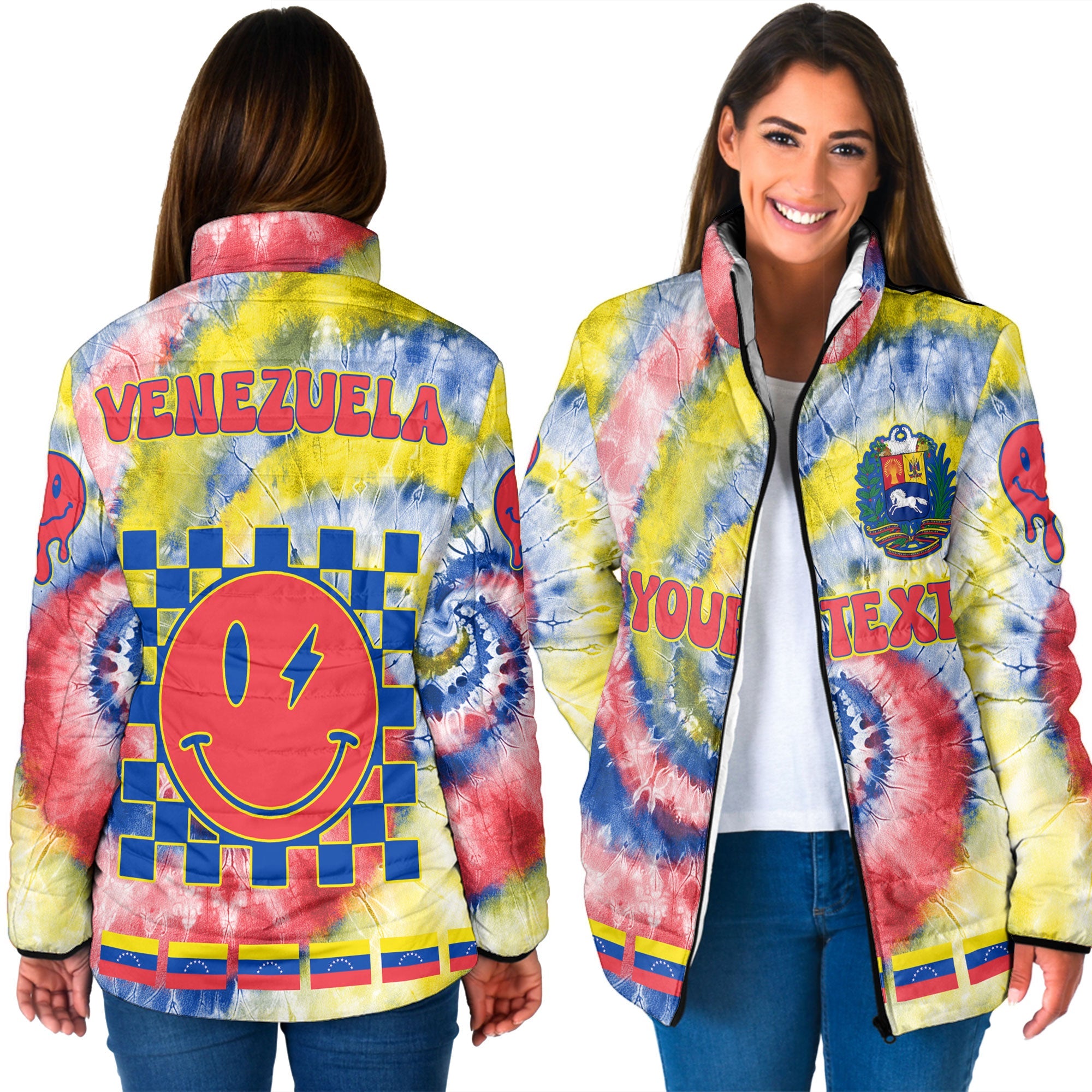 Venezuela Women Padded Jacket Custom Tie Dye Style 3