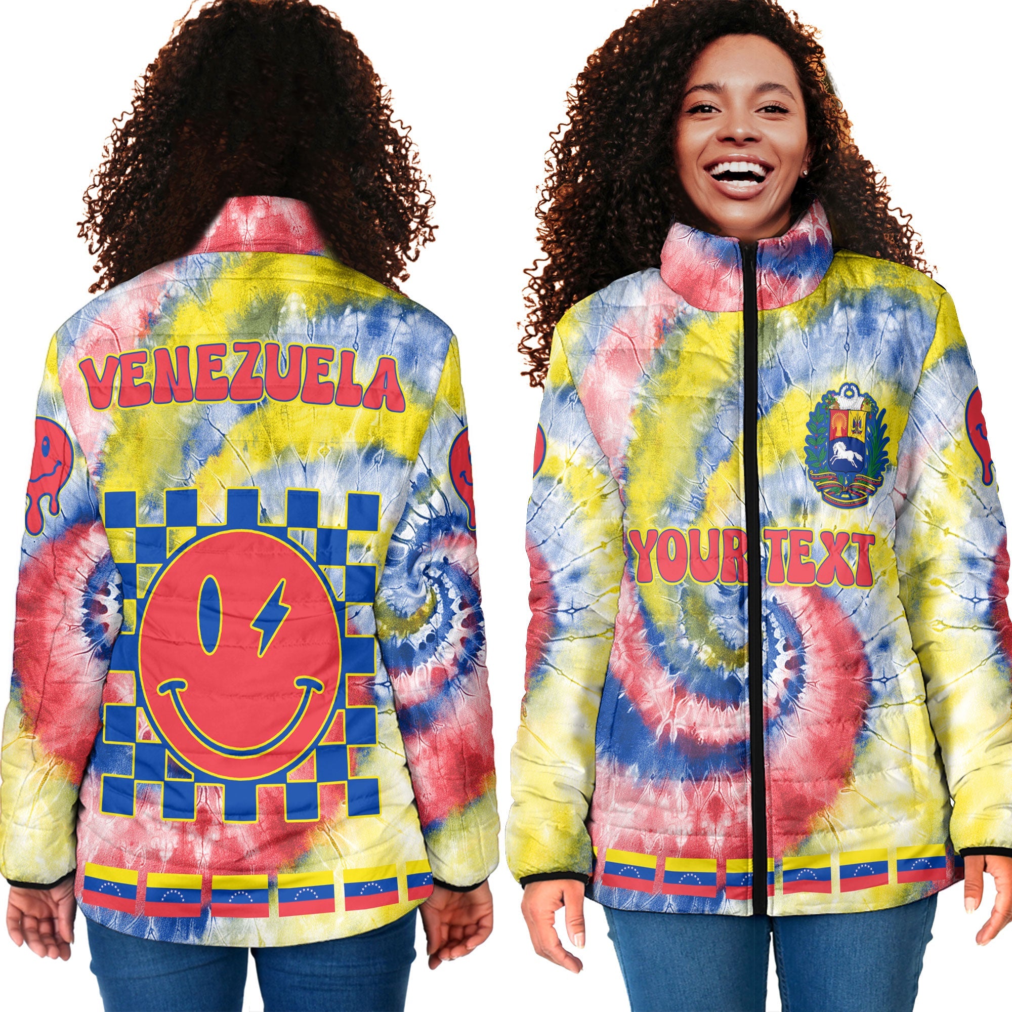 Venezuela Women Padded Jacket Custom Tie Dye Style 4