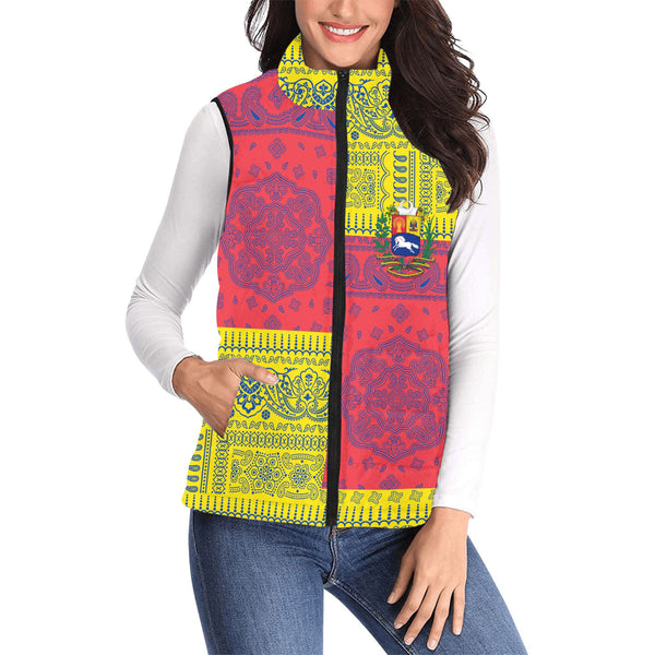 Venezuela Women Padded Jacket Vest Flag And Paisley Basic Style 1