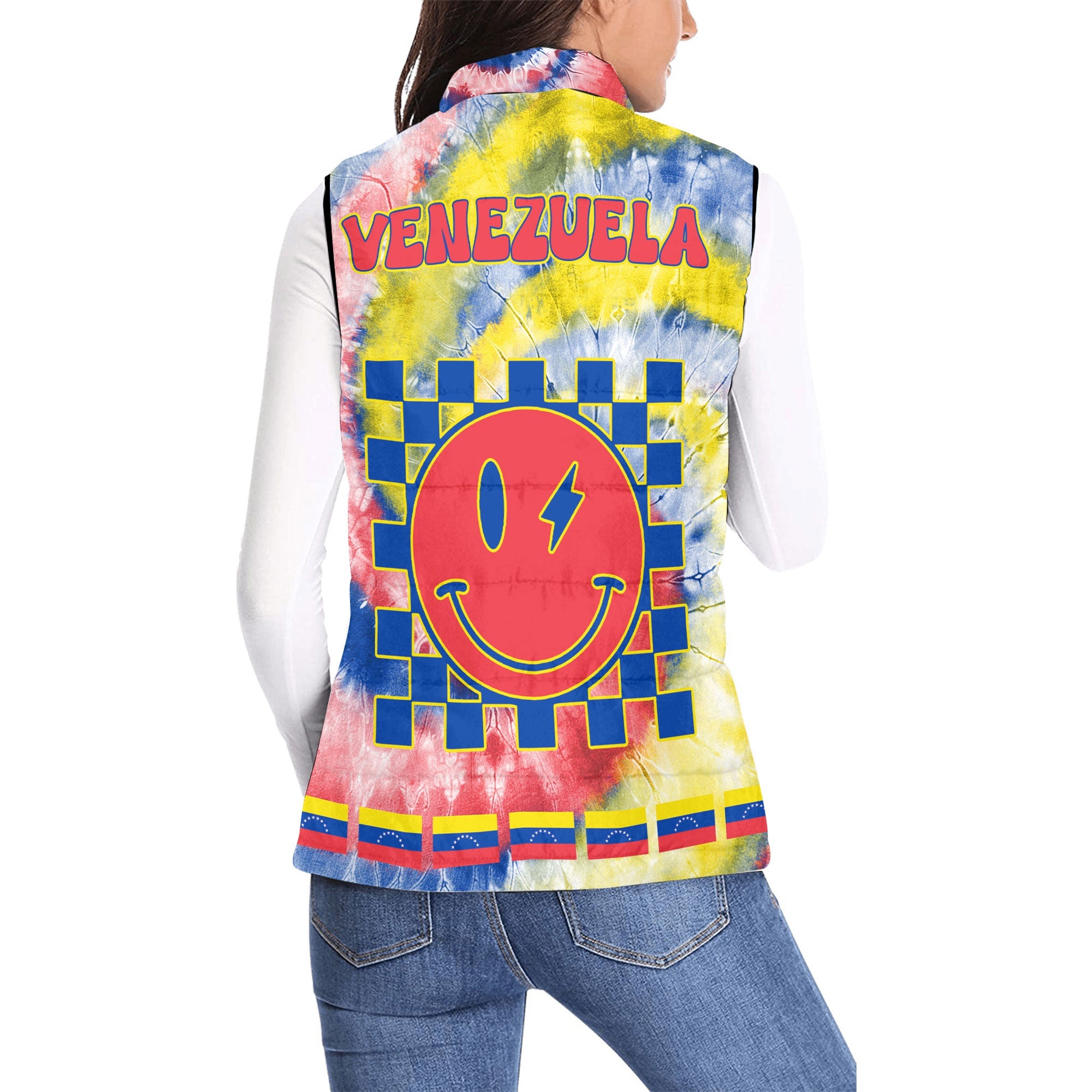 Venezuela Women Padded Jacket Vest Custom Tie Dye Style 2