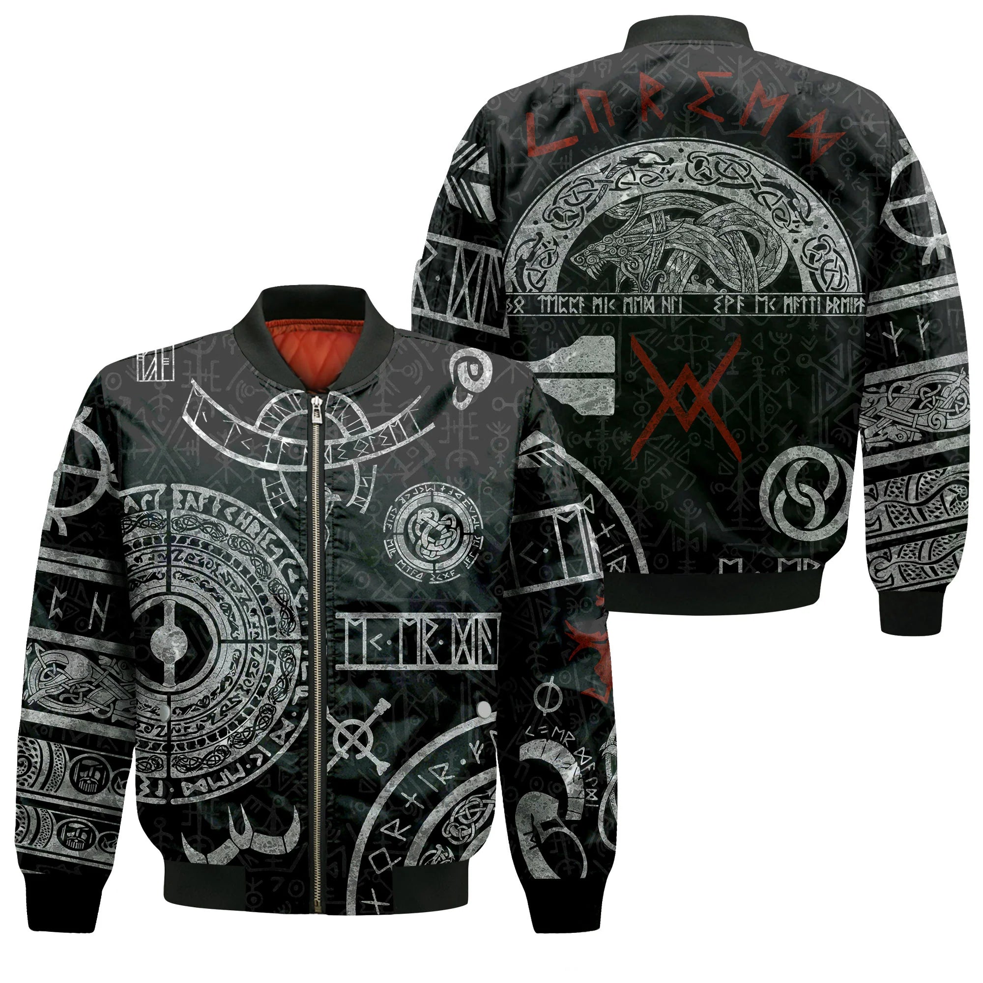 Viking Bomber Jacket Baldur Norse Mythology Tattoo Style