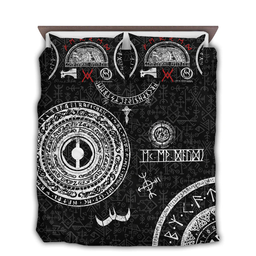 Viking Bedding Set Baldur Norse Mythology Tattoo Style