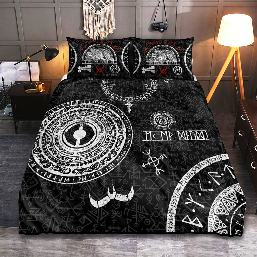 Viking Bedding Set Baldur Norse Mythology Tattoo Style