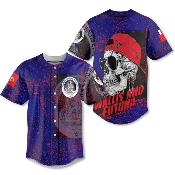 Wallis And Futuna Baseball Jersey Paisley Flag And Skull Style 1