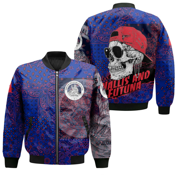 Wallis And Futuna Bomber Jacket Paisley Flag And Skull Style 1