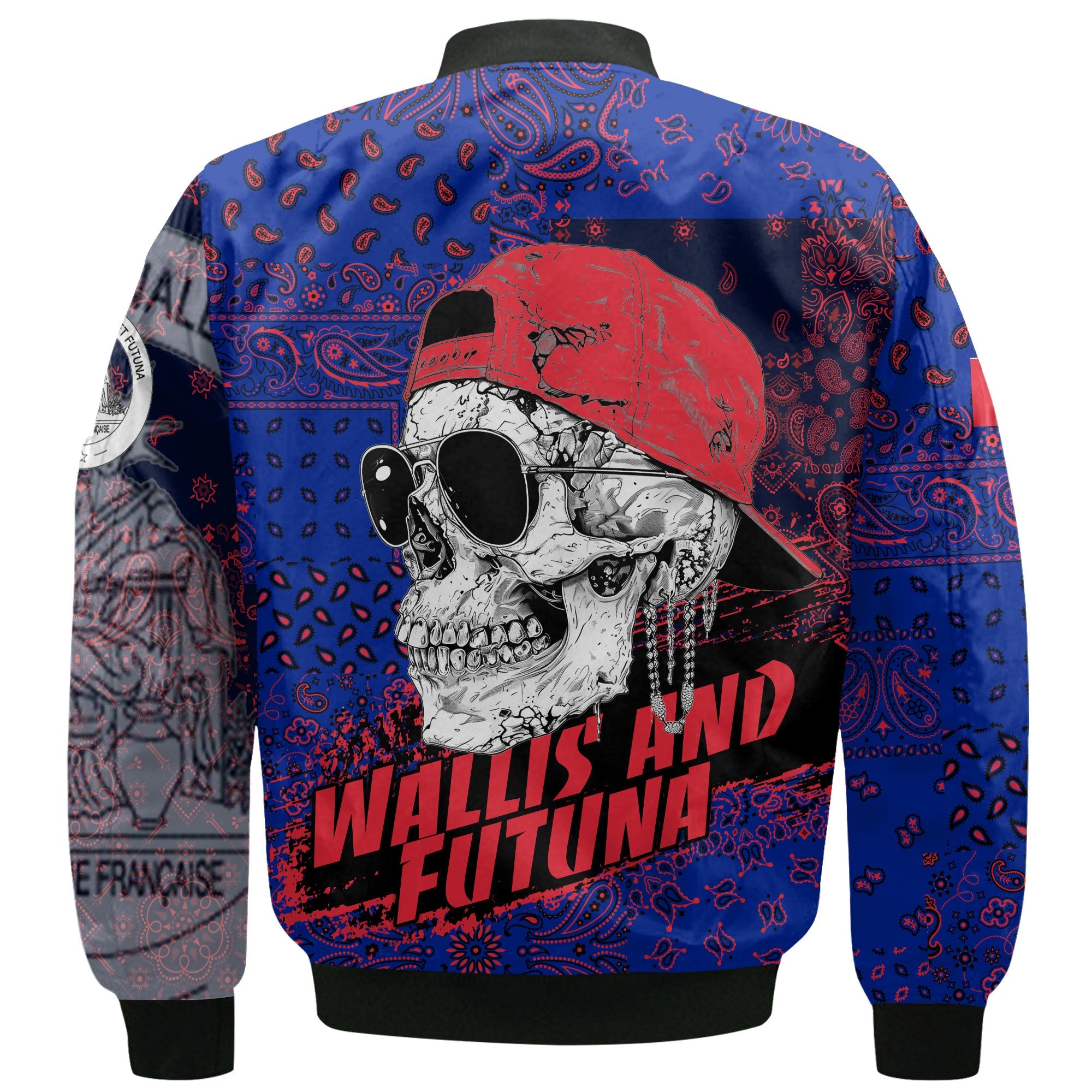 Wallis And Futuna Bomber Jacket Paisley Flag And Skull Style 3