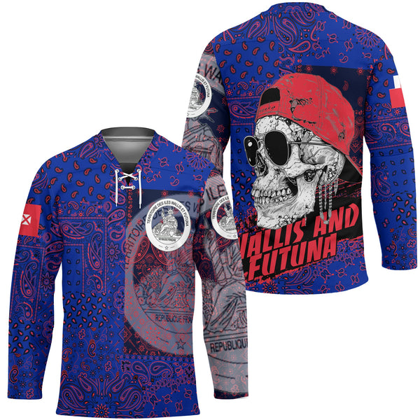 Wallis And Futuna Hockey Jersey Paisley Flag And Skull Style 1