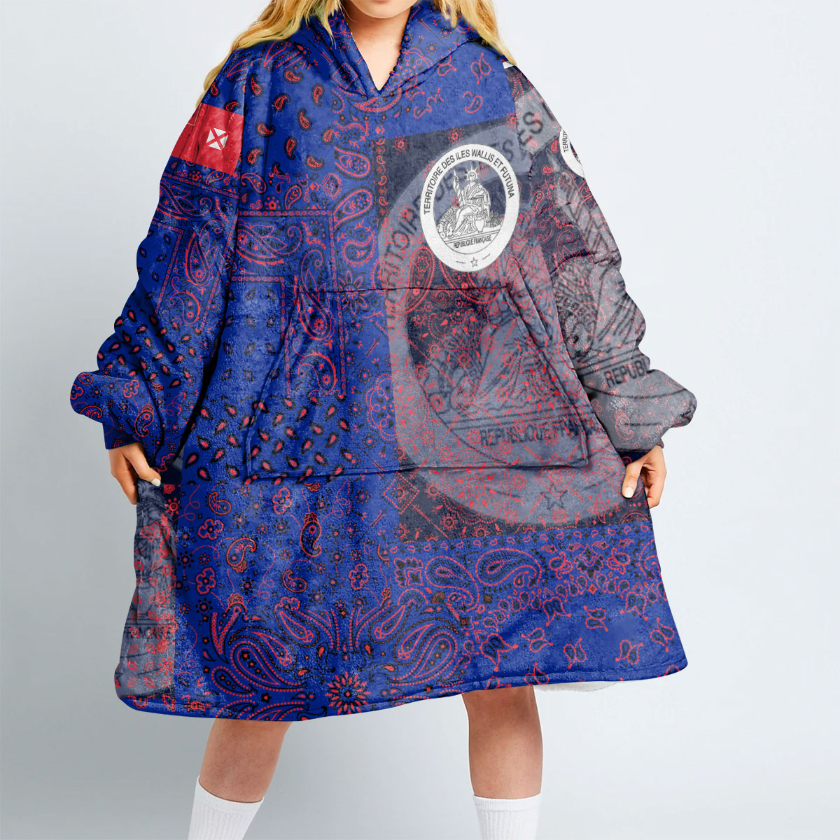 Wallis And Futuna Hoodie Blanket Paisley Flag And Skull Style 2