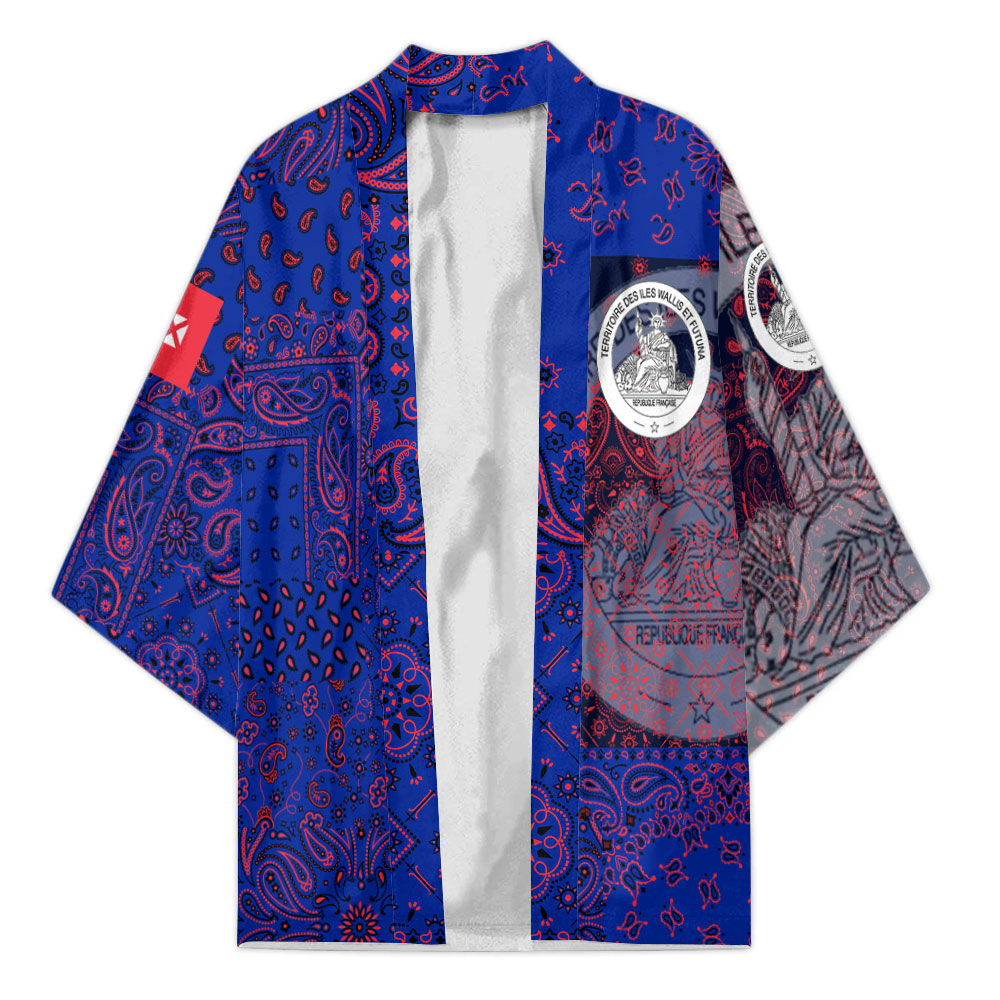 Wallis And Futuna Kimono Paisley Flag And Skull Style 1