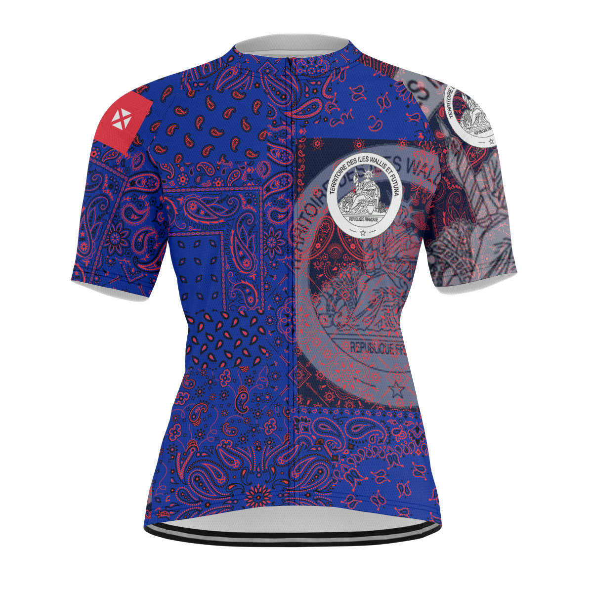 Wallis And Futuna Men Cycling Jersey Paisley Flag And Skull Style 1