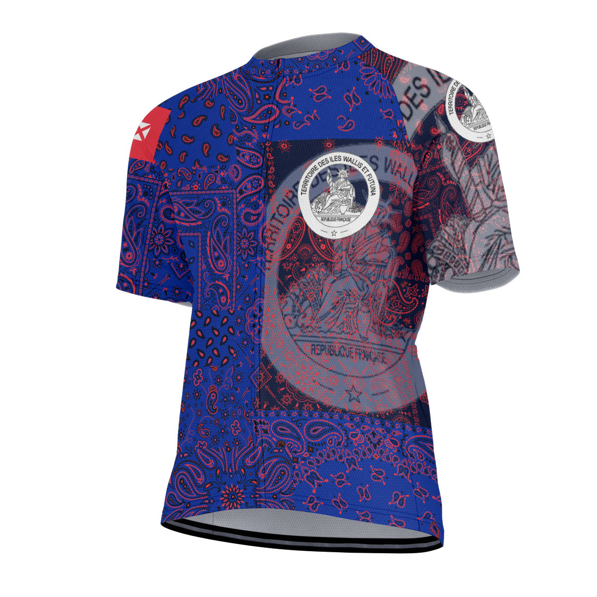 Wallis And Futuna Men Cycling Jersey Paisley Flag And Skull Style 2