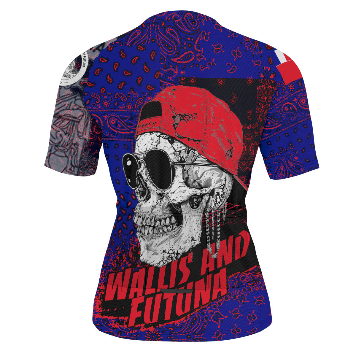 Wallis And Futuna Men Cycling Jersey Paisley Flag And Skull Style 3