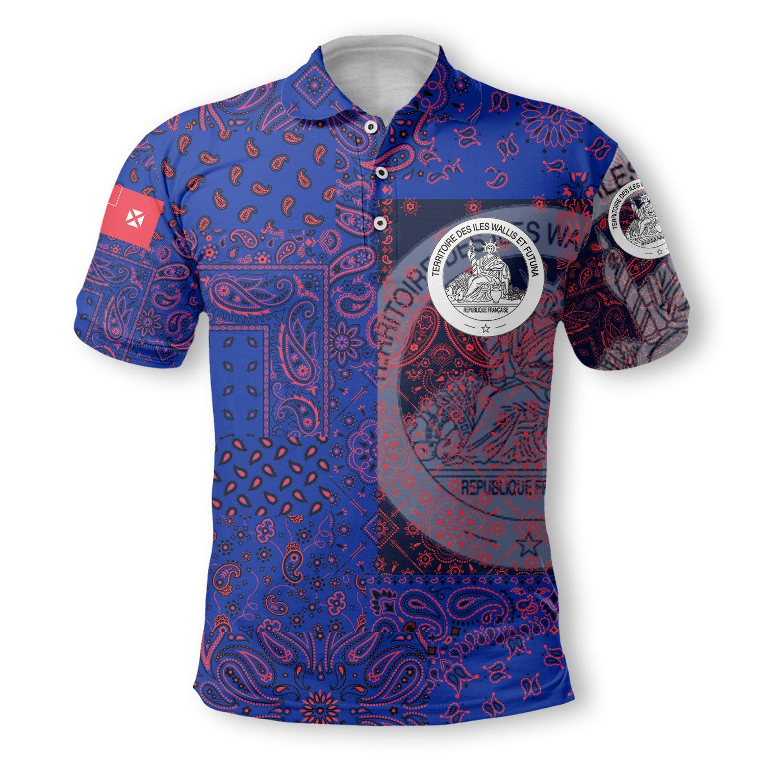 Wallis And Futuna Polo Shirt Paisley Flag And Skull Style 2