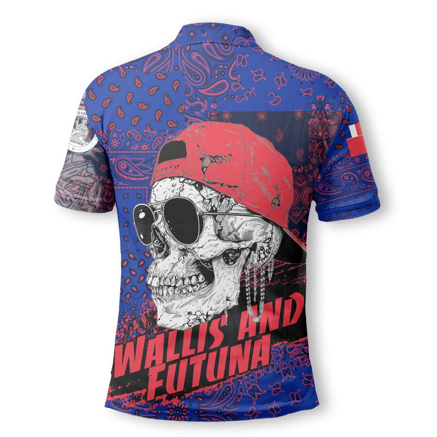 Wallis And Futuna Polo Shirt Paisley Flag And Skull Style 3