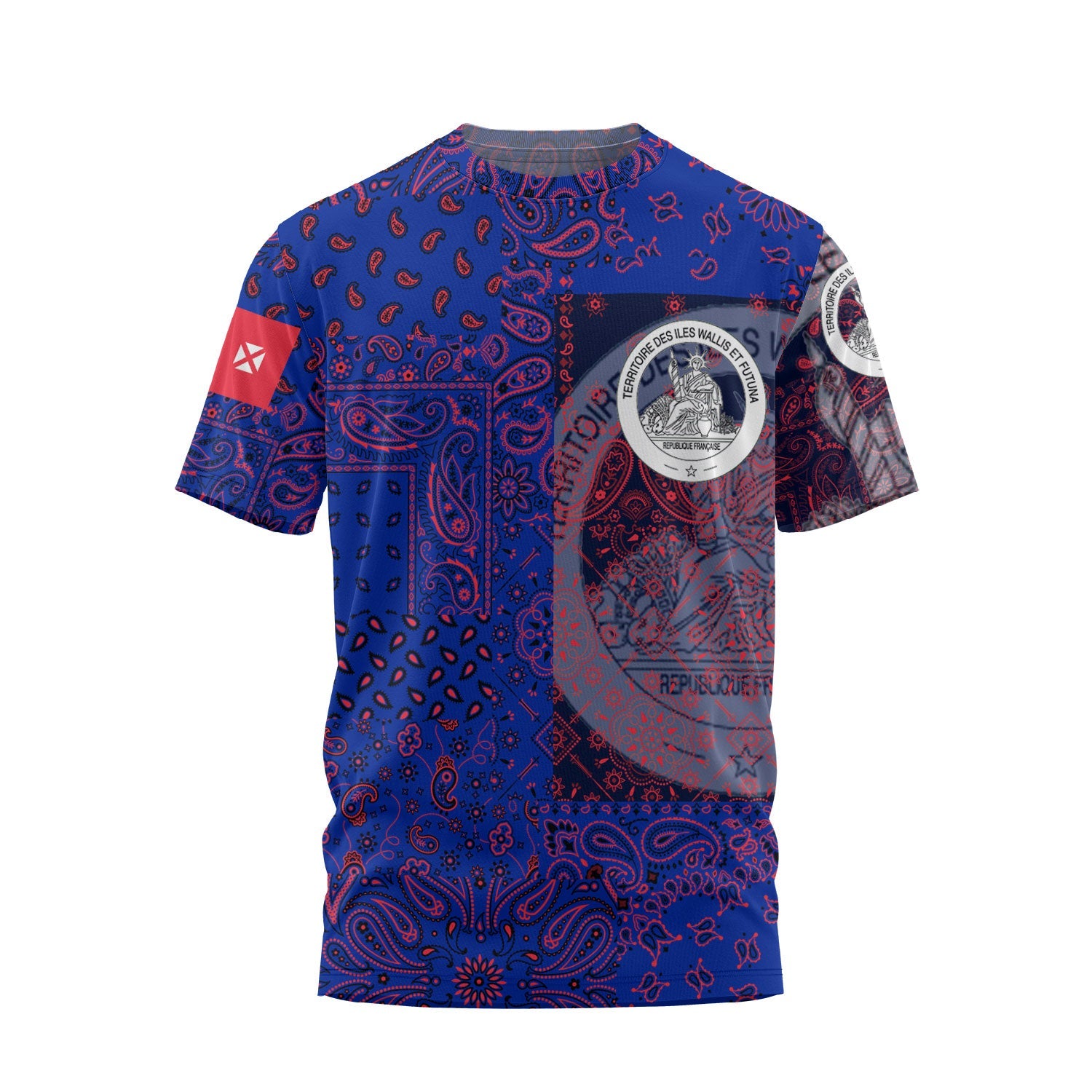 Wallis And Futuna T Shirt Paisley Flag And Skull Style 1