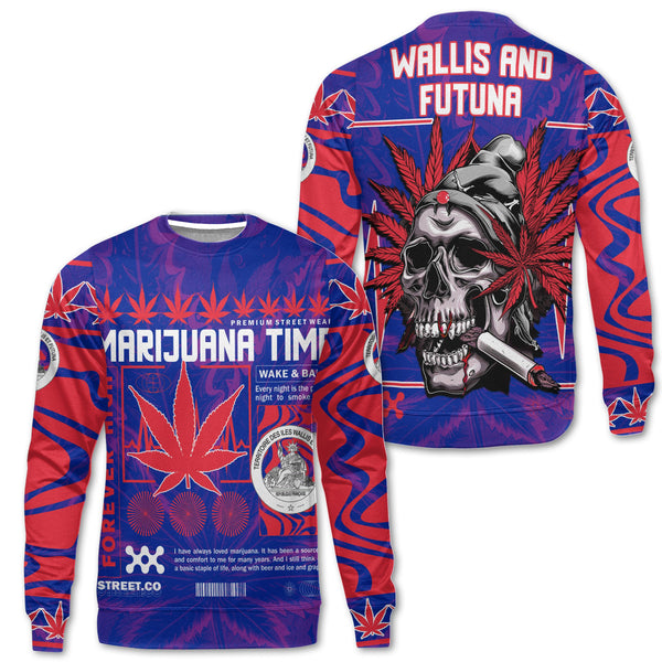 Wallis and Futuna Sweatshirt Flag & Coat Of Arms Marijuanas Style