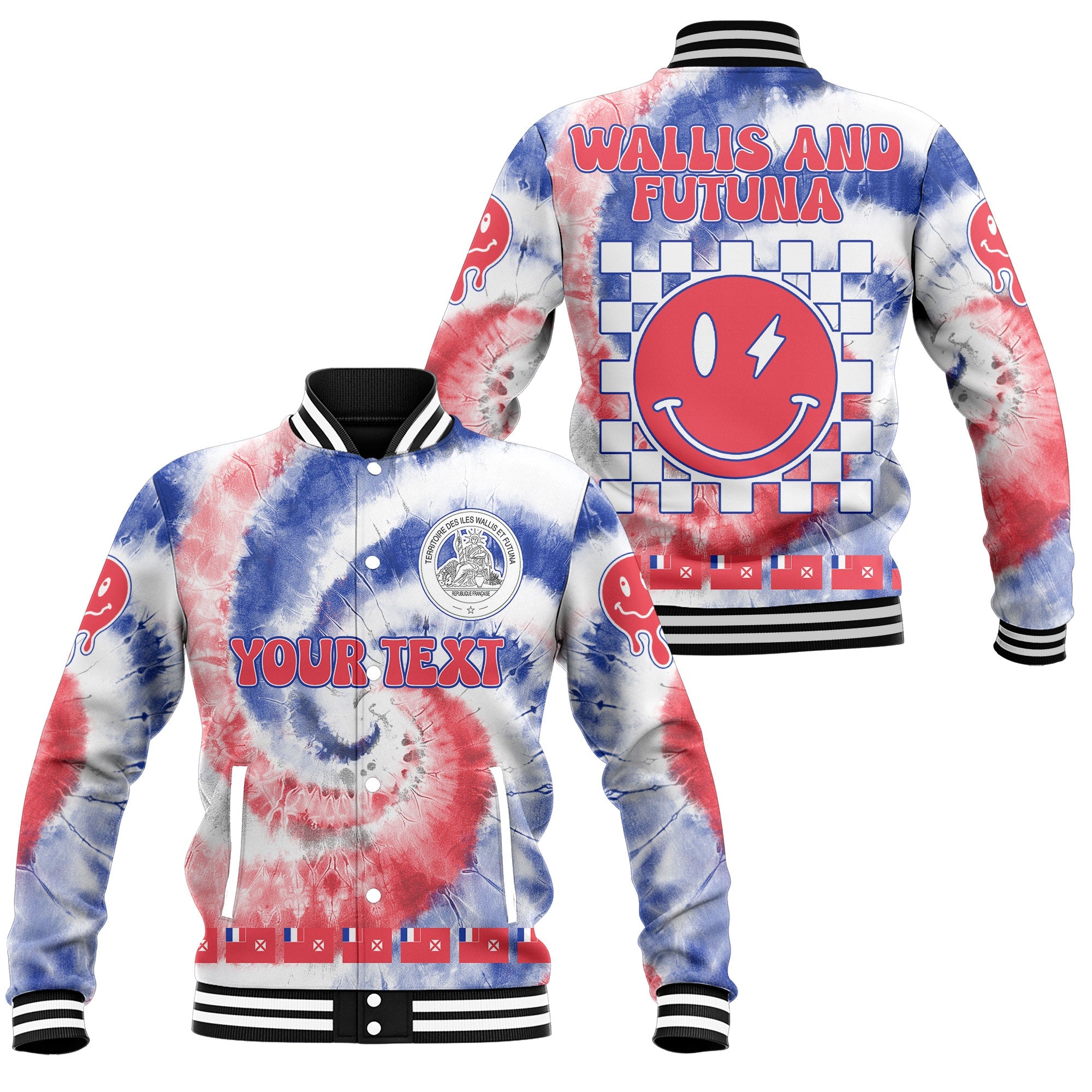 Wallis And Futuna Baseball Jacket Custom Tie Dye Style 1