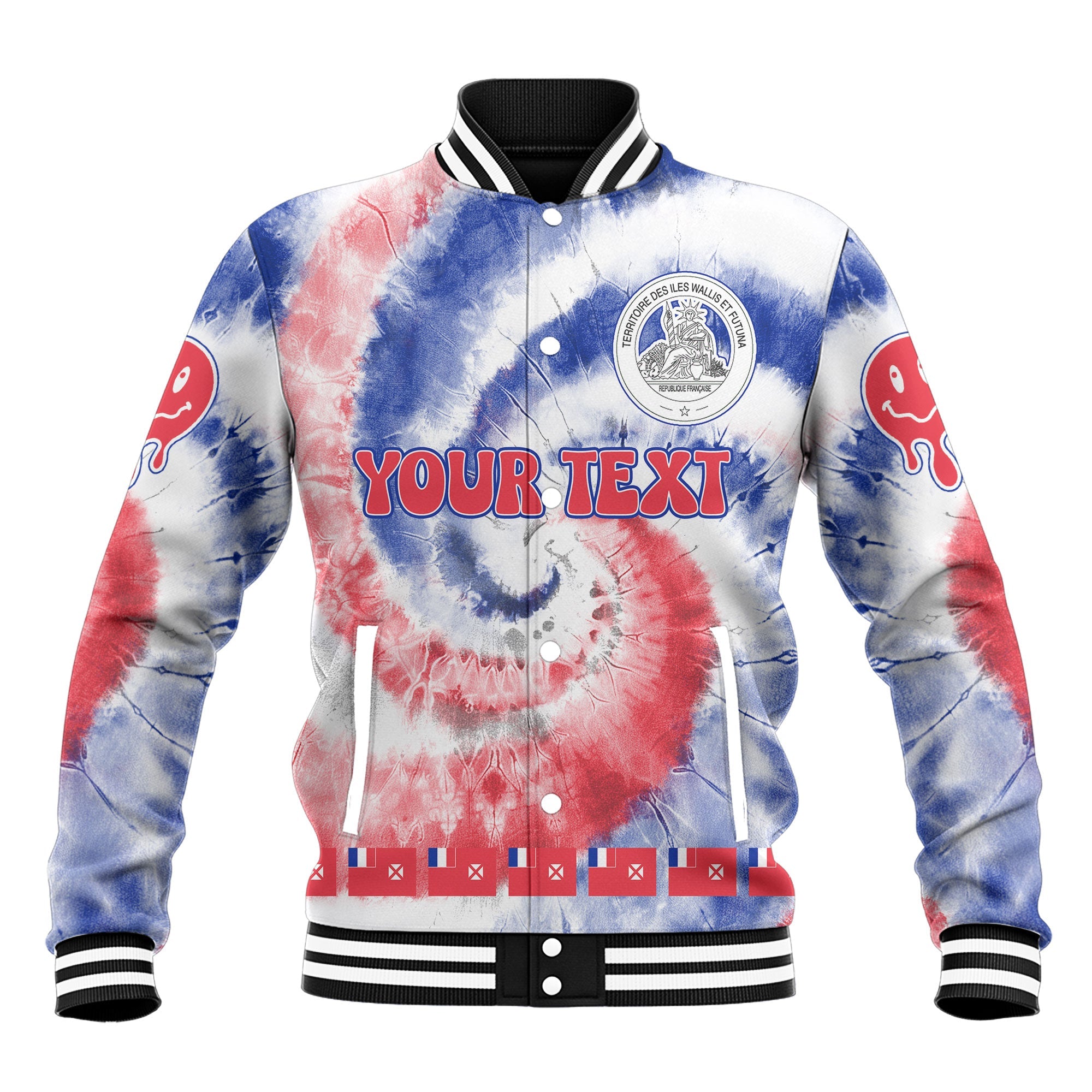 Wallis And Futuna Baseball Jacket Custom Tie Dye Style 2