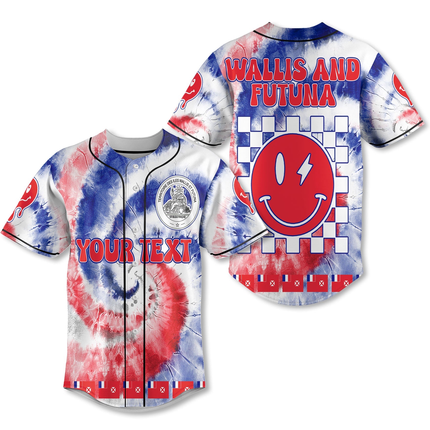 Wallis And Futuna Baseball Jersey Custom Tie Dye Style 1