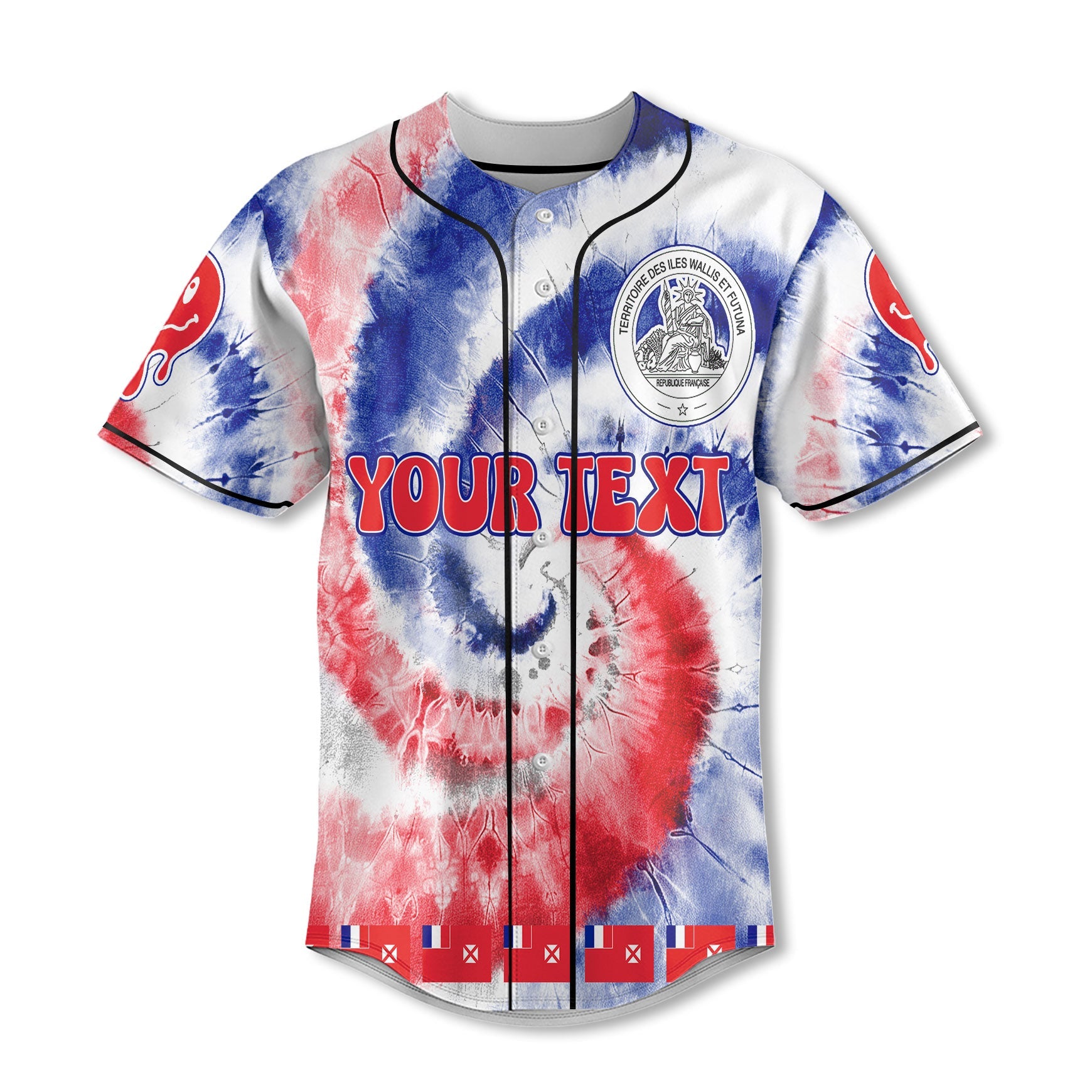 Wallis And Futuna Baseball Jersey Custom Tie Dye Style 2