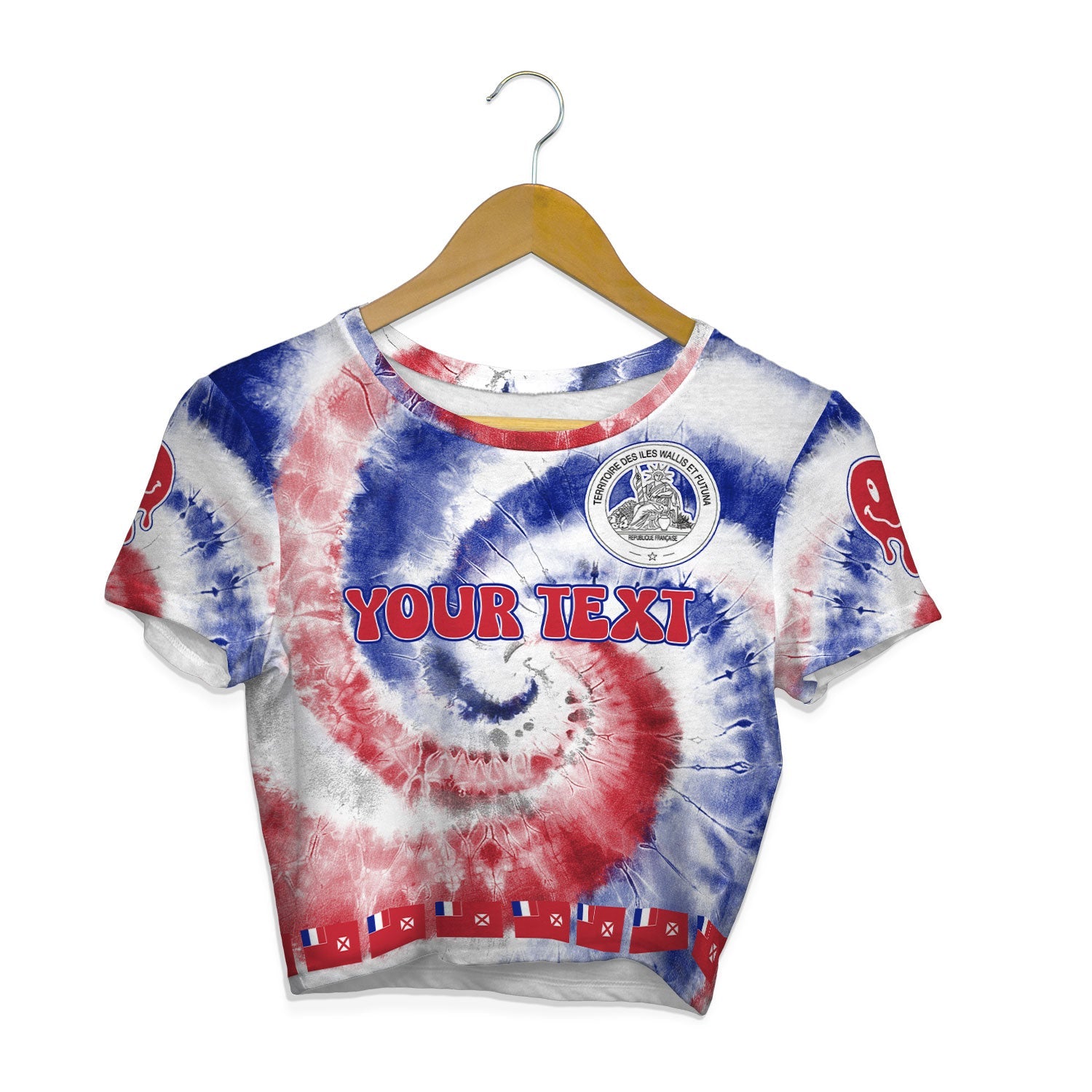 Wallis And Futuna Croptop T Shirt Custom Tie Dye Style 1