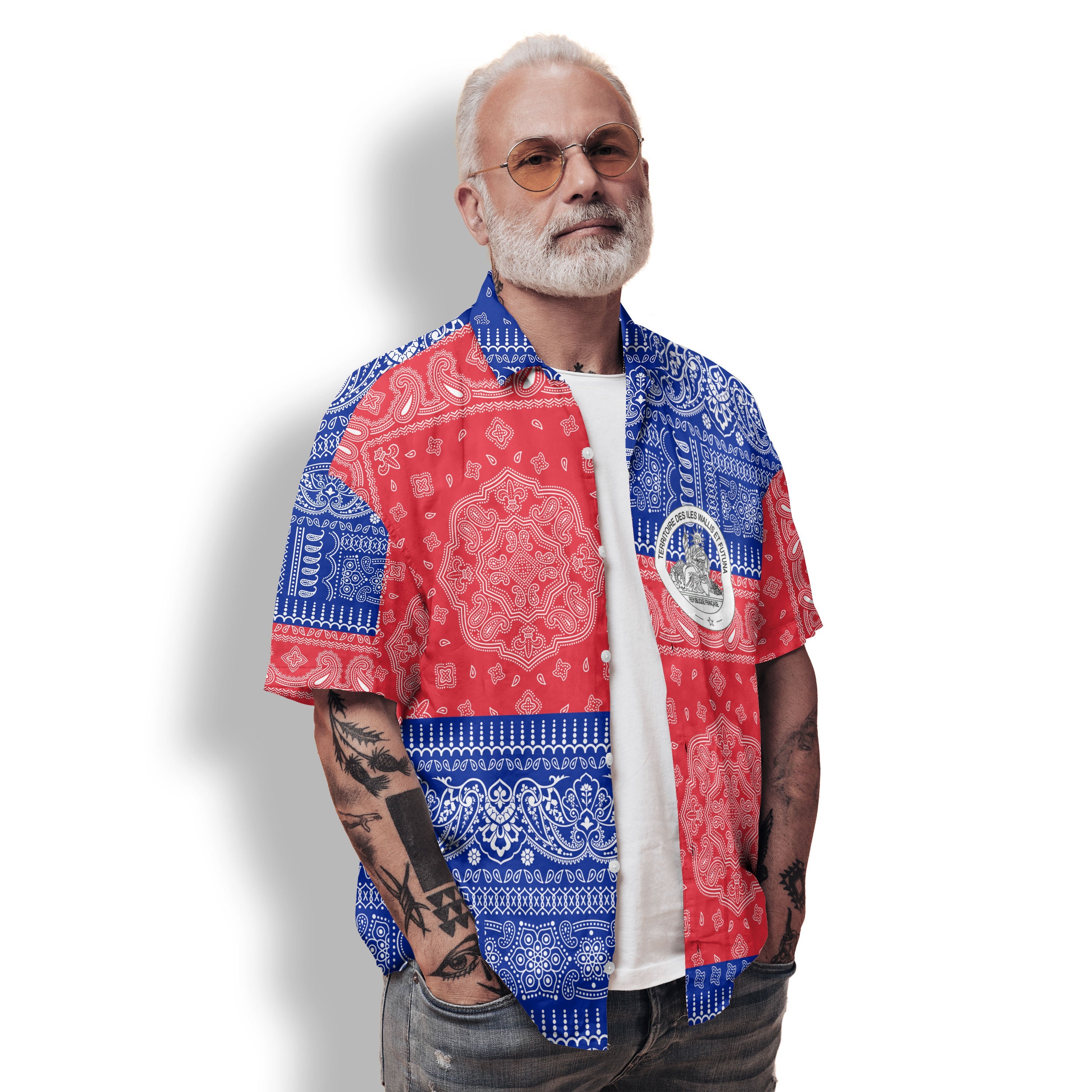 Wallis And Futuna Hawaiian Shirt Flag And Paisley Basic Style 2