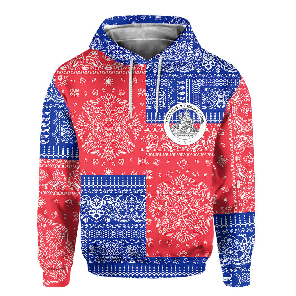 Wallis And Futuna Hoodie Flag And Paisley Basic Style 2