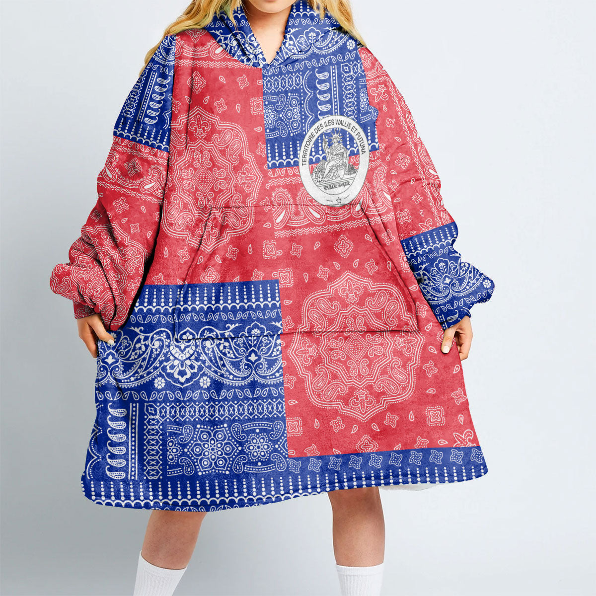 Wallis And Futuna Hoodie Blanket Flag And Paisley Basic Style 2