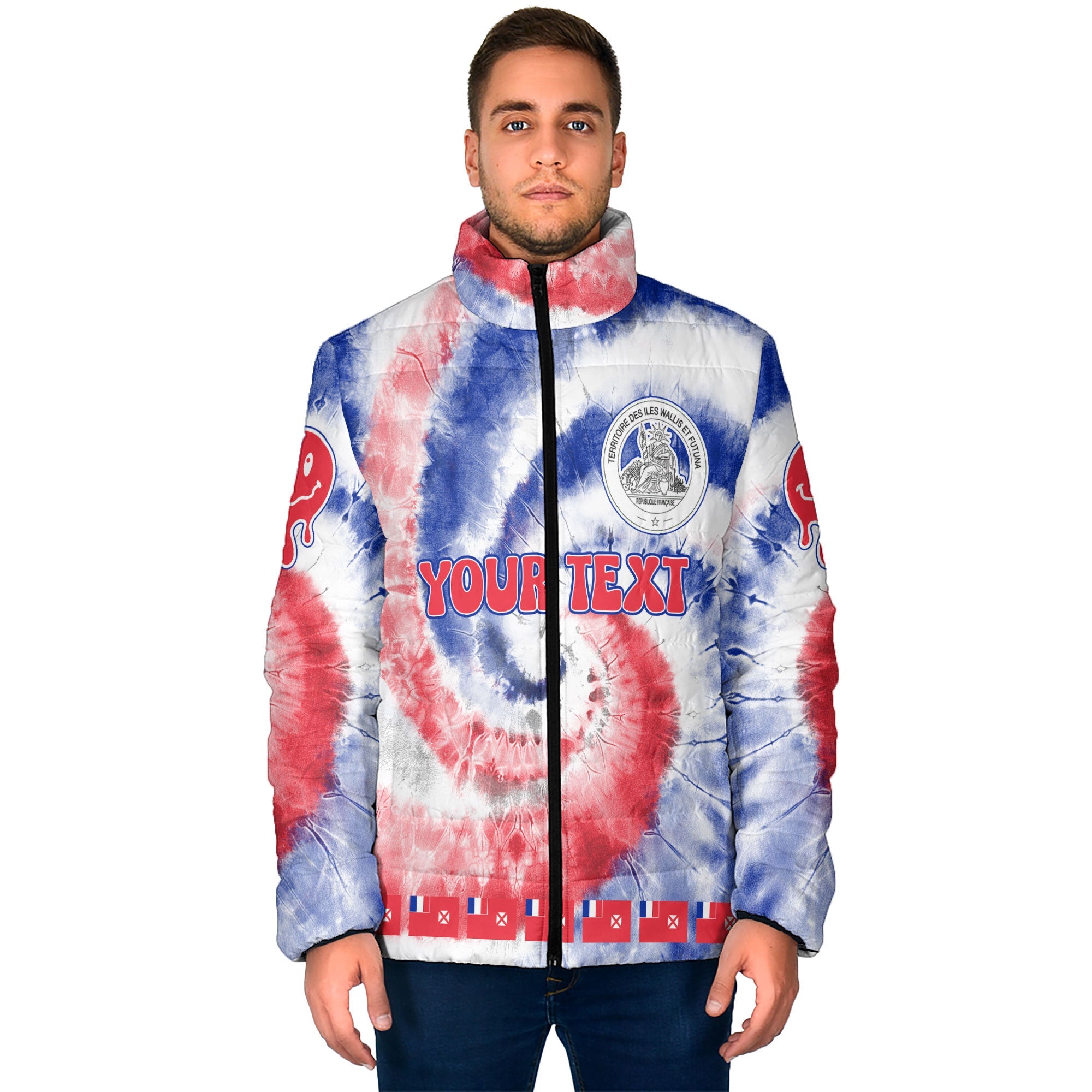 Wallis And Futuna Men Padded Jacket Custom Tie Dye Style 1