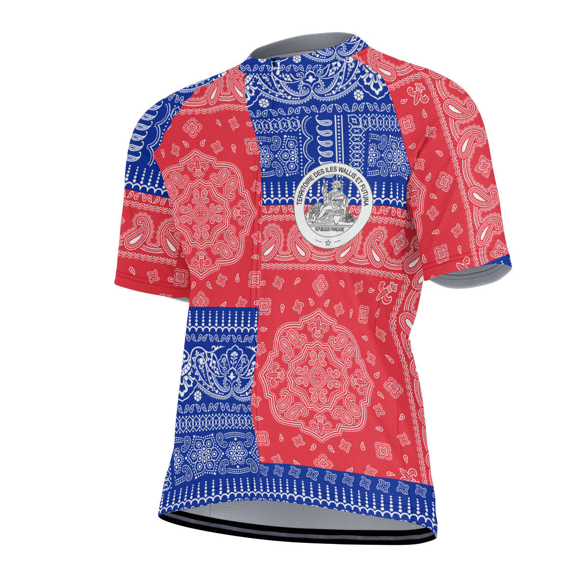 Wallis And Futuna Men Cycling Jersey Flag And Paisley Basic Style 2