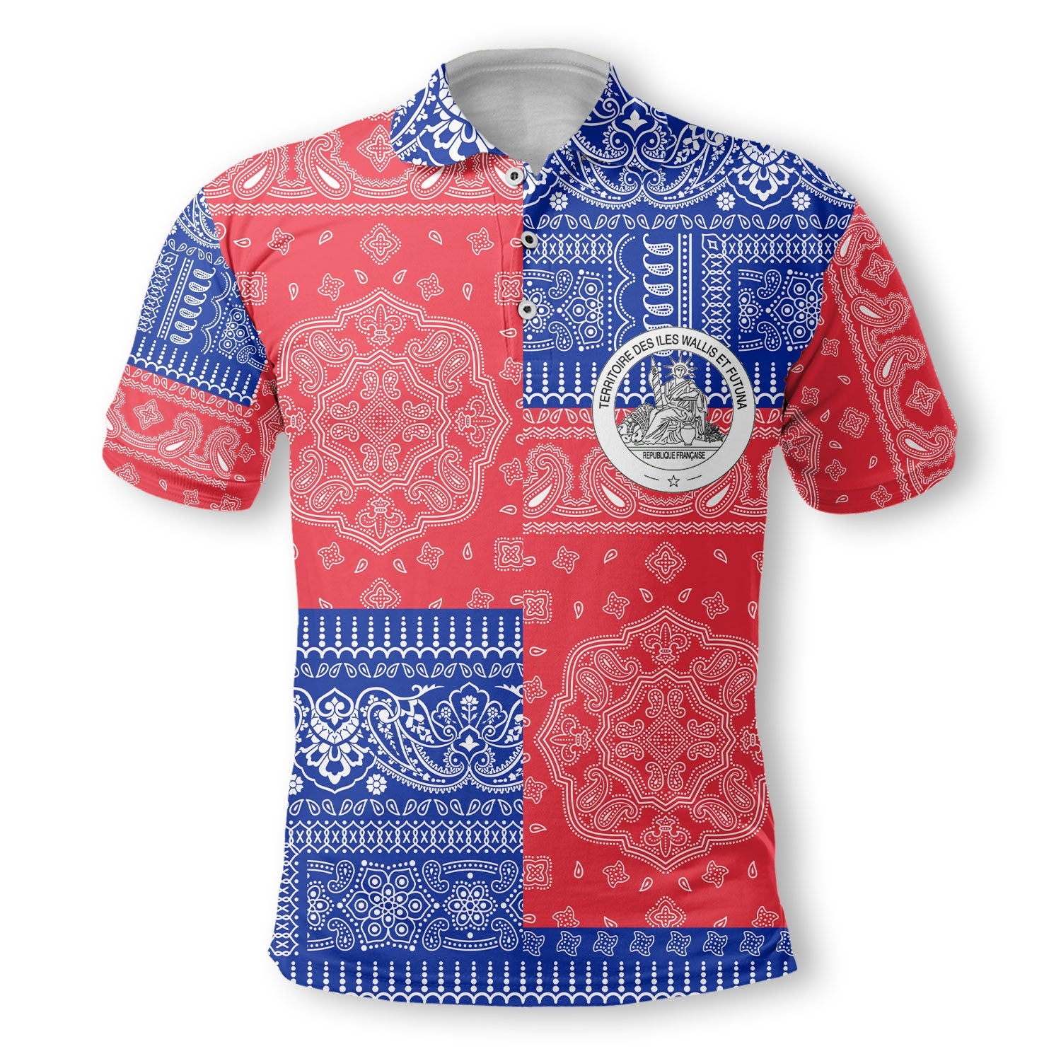 Wallis And Futuna Polo Shirt Flag And Paisley Basic Style 2