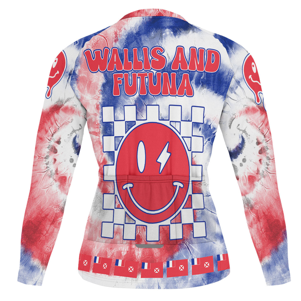 Wallis And Futuna Raglan Men Cycling Jersey Long Sleeve Custom Tie Dye Style 1