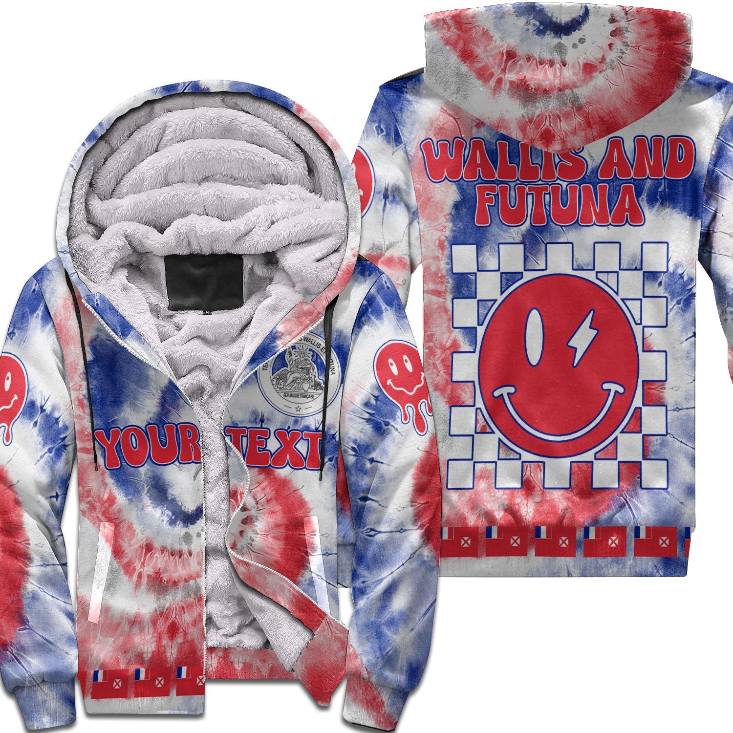 Wallis And Futuna Sherpa Hoodie Custom Tie Dye Style 1