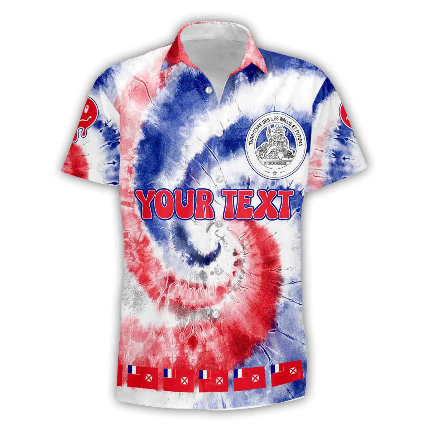 Wallis And Futuna Short Sleeve Shirt Custom Tie Dye Style 1