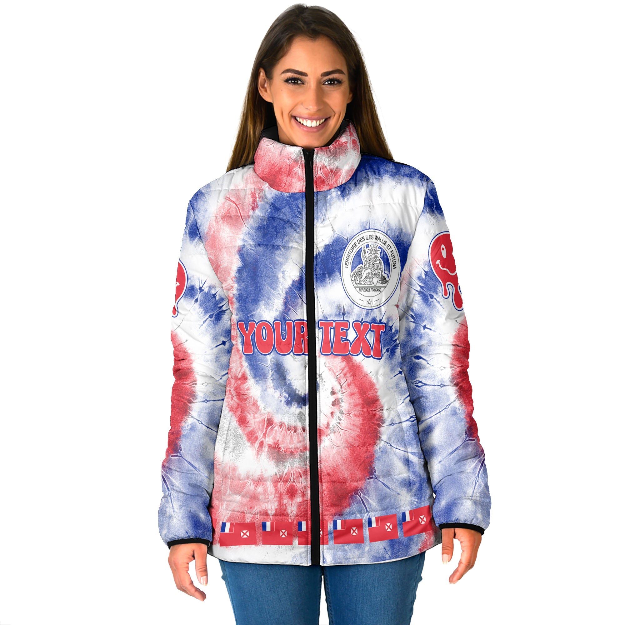 Wallis And Futuna Women Padded Jacket Custom Tie Dye Style 1