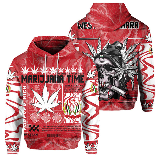 Western Sahara Hoodie Flag & Coat Of Arms Marijuanas Style