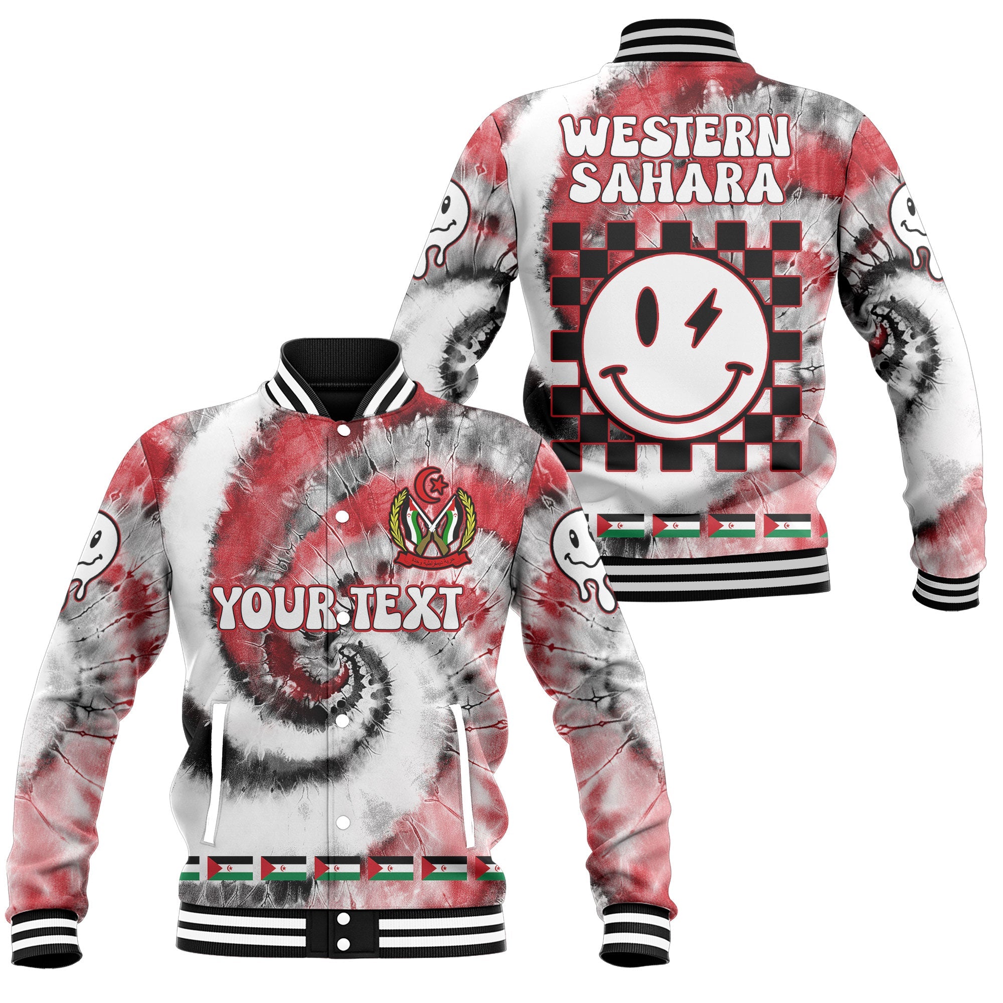 Western Sahara Baseball Jacket Custom Tie Dye Style 1