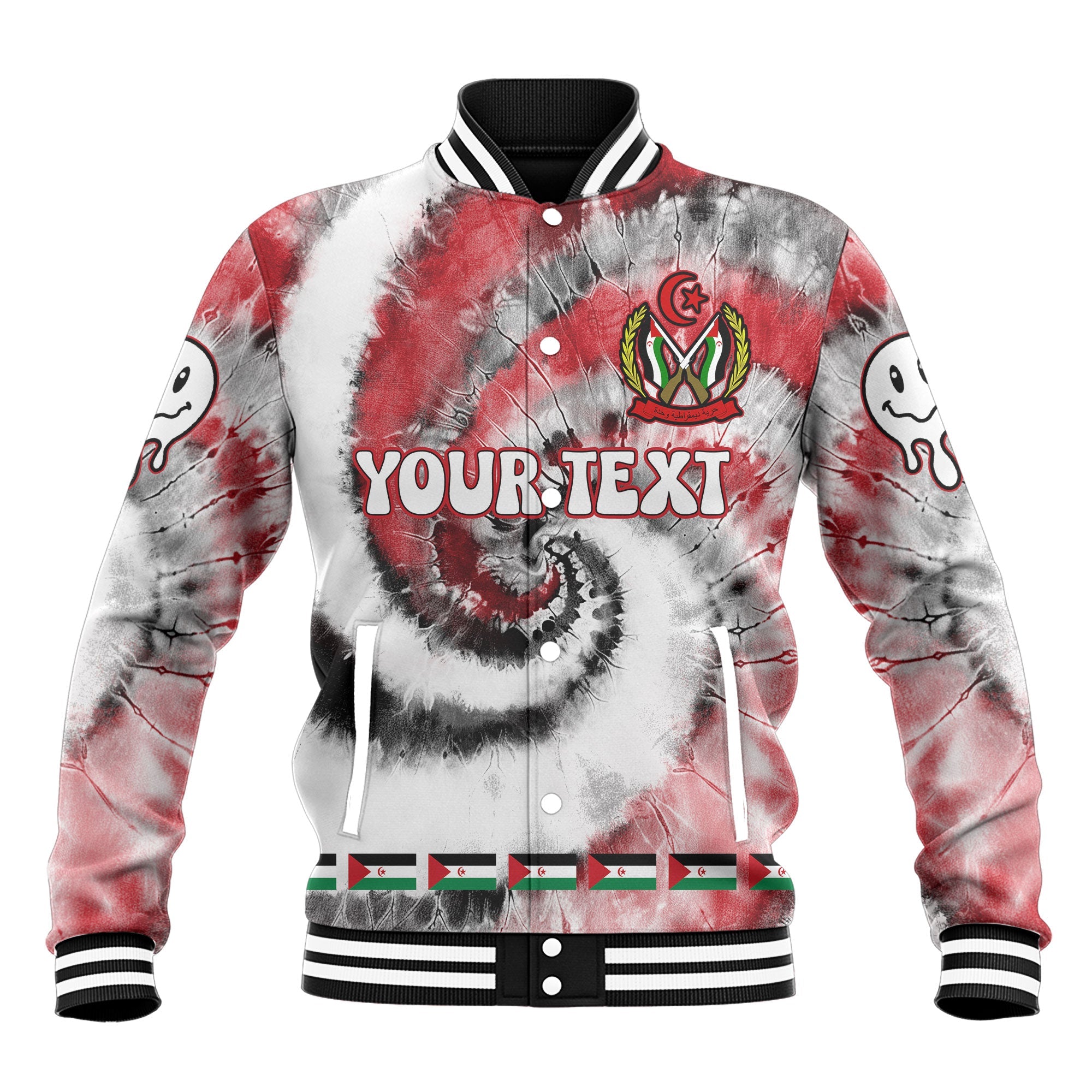 Western Sahara Baseball Jacket Custom Tie Dye Style 2