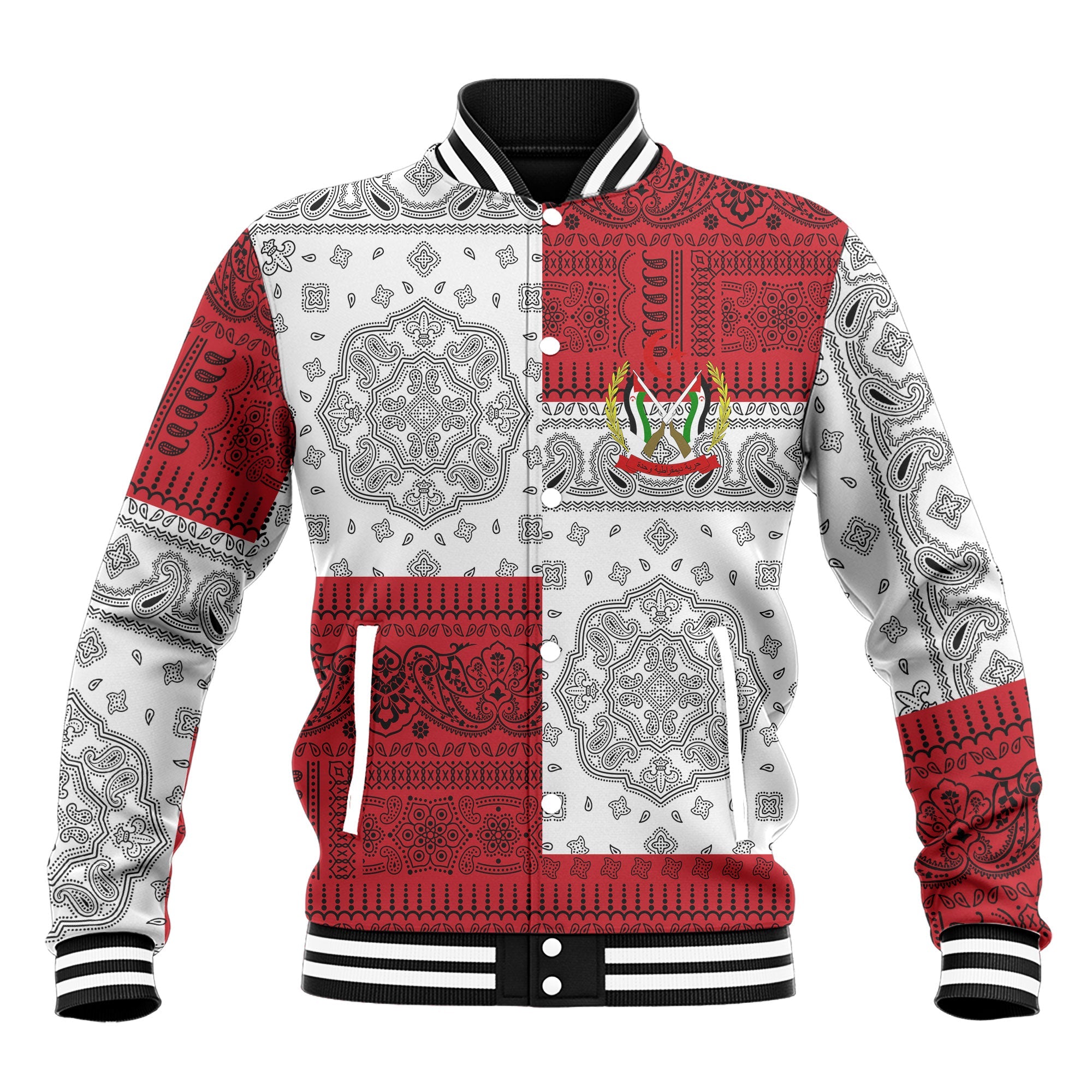 Western Sahara Baseball Jacket Flag And Paisley Basic Style 2