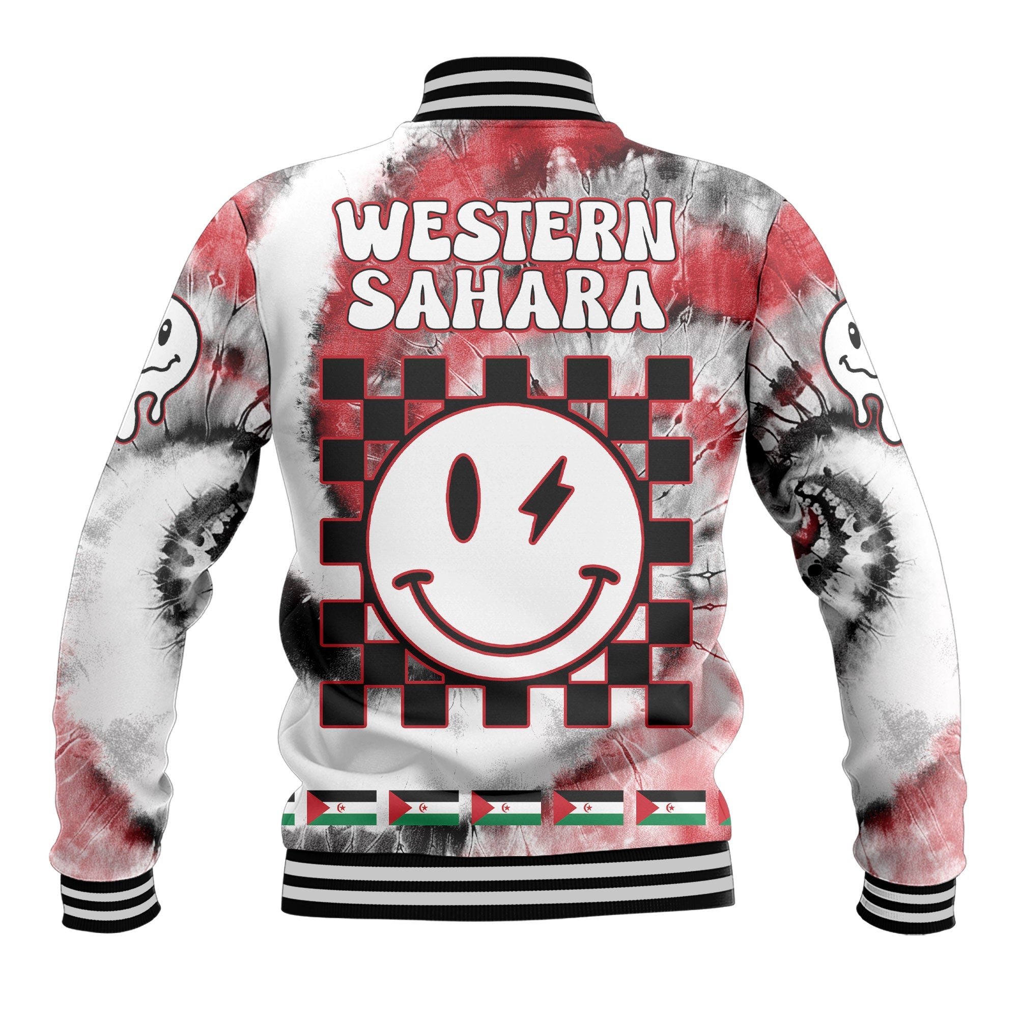 Western Sahara Baseball Jacket Custom Tie Dye Style 3