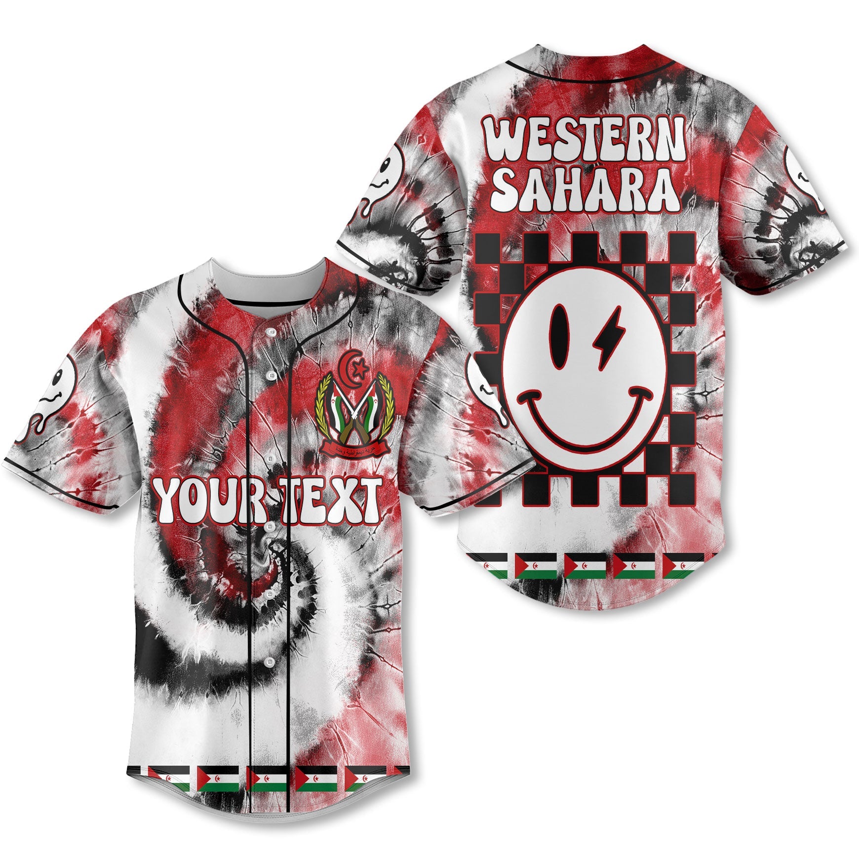 Western Sahara Baseball Jersey Custom Tie Dye Style 1