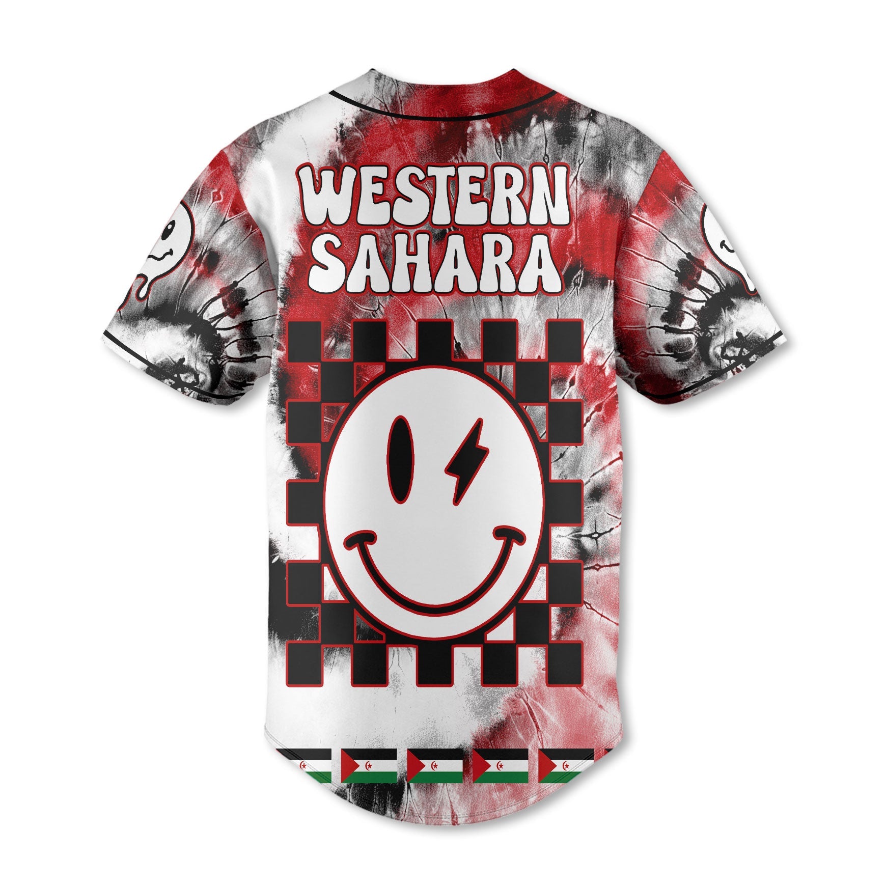 Western Sahara Baseball Jersey Custom Tie Dye Style 3