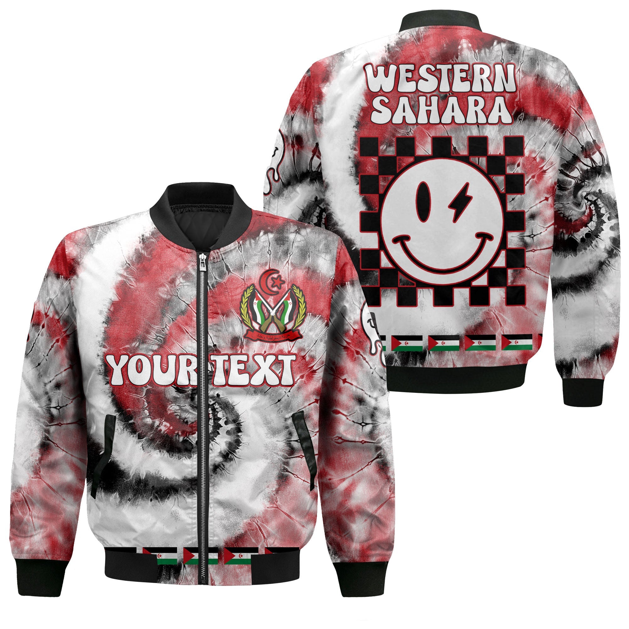 Western Sahara Bomber Jacket Custom Tie Dye Style 1