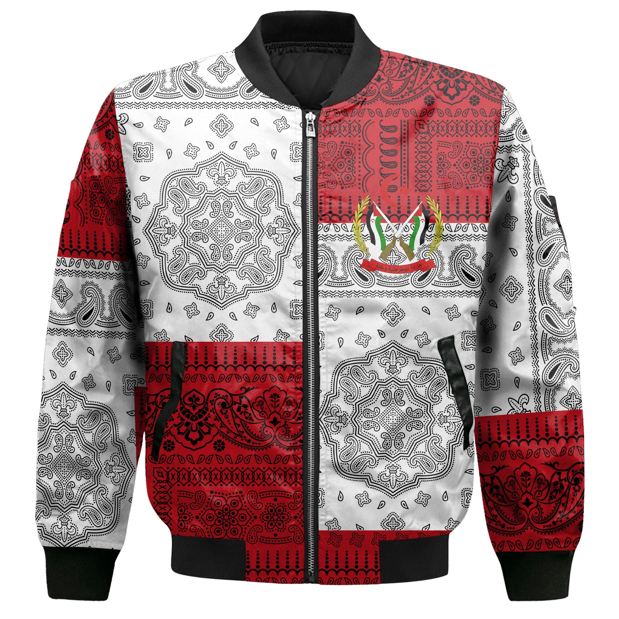 Western Sahara Bomber Jacket Flag And Paisley Basic Style 2